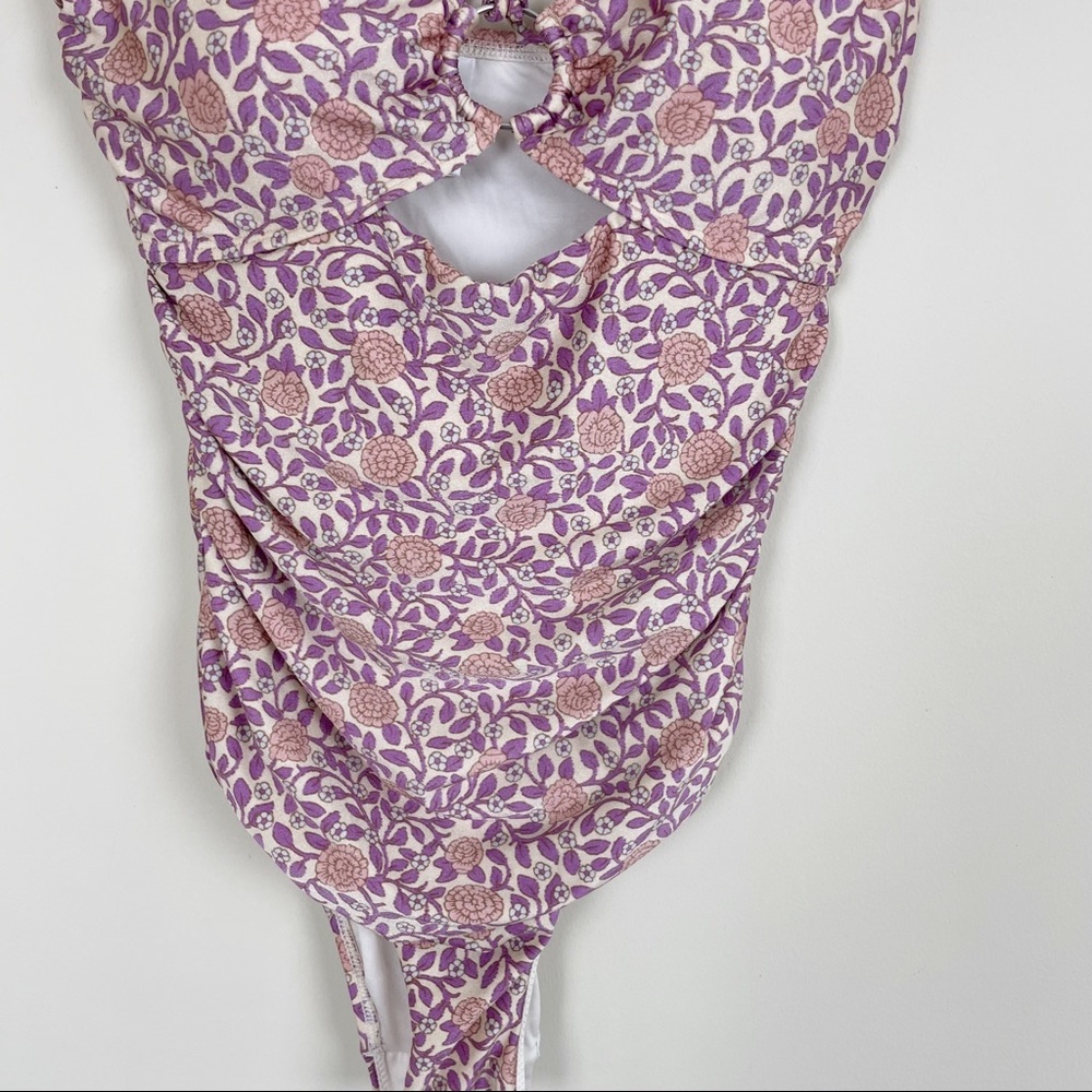 Zimmerman Purple Floral Caravan Ring Halter Neck One Piece Swimsuit - Picture 5 of 12